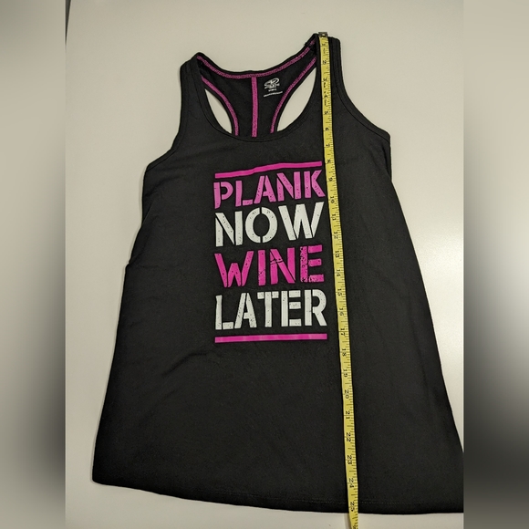 Women's Athletic Works Tank Top 'Plank Now Wine Later" Size S Racerback Black - Picture 6 of 7